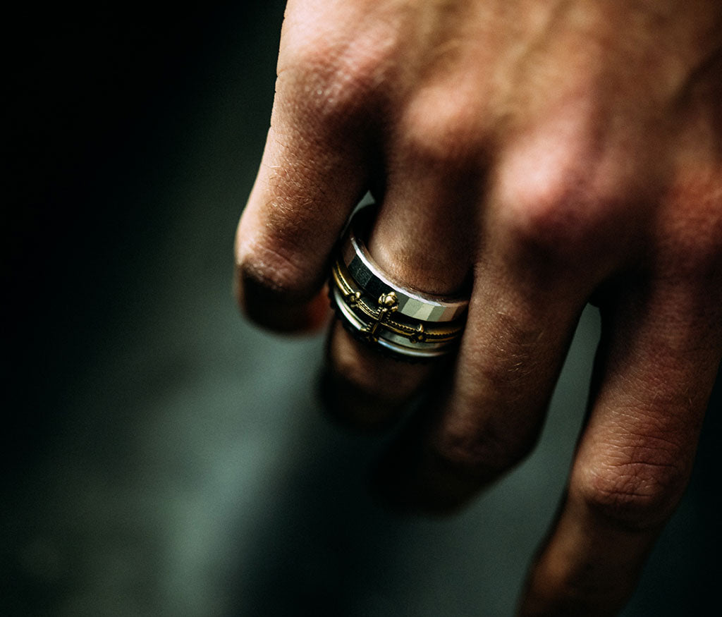 4 ring combination cross silvergold – werkstatt-munchen